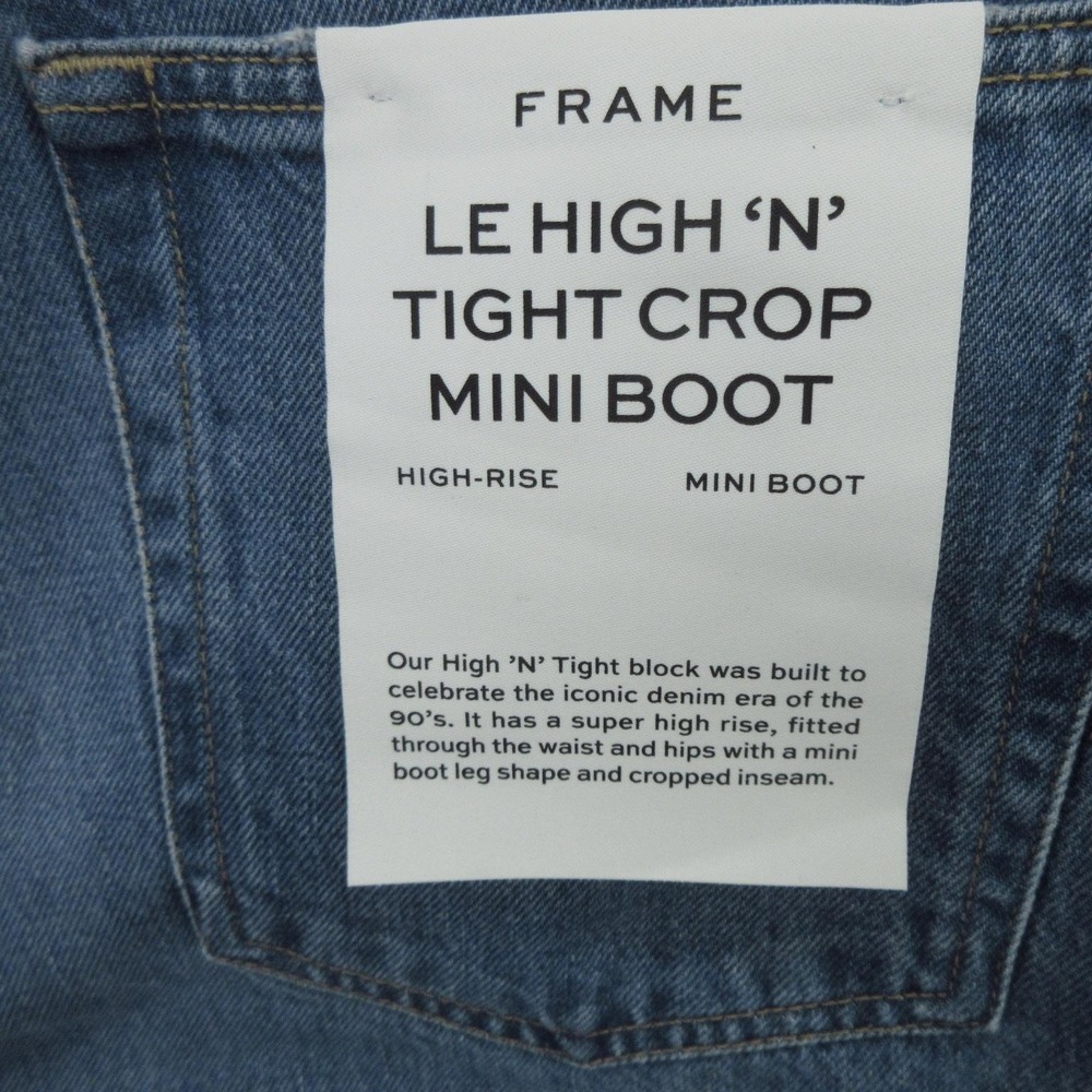 Frame Jeans Womens 33 Blue Le High N Tight Crop Mini Boot High Rise Raw Hem New - Picture 14 of 16